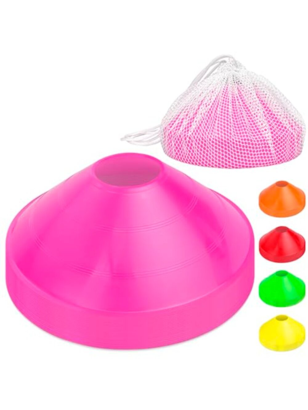 20 Pack Agility Training Disc Cones with Tote, Flat PE Markers